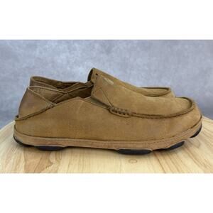 OluKai Moloa Slip On Shoes Brown Leather Loafers Fold Down 10128 Size 8.5